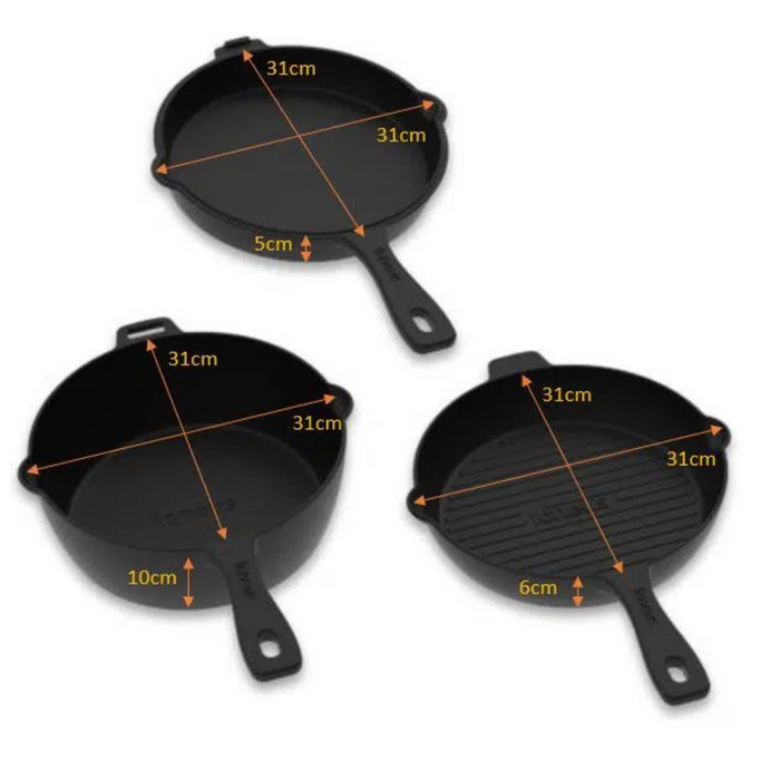 Igneus 3 Part Cast Iron Pan Set